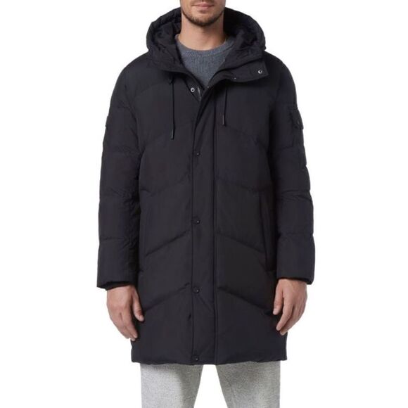 ANDREW MARC Sullivan Down Hooded Puffer Parka in Black NWT Size Small